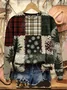 Loose Casual Multicolor Block Crew Neck Sweatshirt