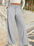 Women's  Elastic Waist H-Line Wide Leg Pants Daily Going Out Pants Deep Gray Casual Split Joint Plain Spring/Fall Pants