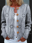Vintage Crew Neck Geometric Loose Cardigan