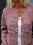 Knitted Peasant Crew Neck Loose Cardigan