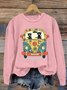 Peace Cat Bus Print Casual Sweatshirt