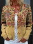 Women's National Totem Art Print Buttoned Cardigan Sweater