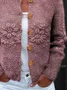 Knitted Peasant Crew Neck Loose Cardigan