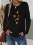 Women's Long Sleeve T-shirt Spring/Fall Yellow Maple Leaf Printing Jersey Crew Neck Daily Going Out Casual Top