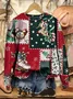 Loose Casual Multicolor Block Crew Neck Sweatshirt