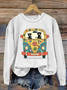Peace Cat Bus Print Casual Sweatshirt