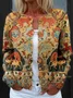 Women's National Totem Art Print Buttoned Cardigan Sweater