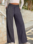Women's  Elastic Waist H-Line Wide Leg Pants Daily Going Out Pants Deep Gray Casual Split Joint Plain Spring/Fall Pants