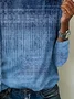 Women's Long Sleeve T-shirt Spring/Fall Blue Abstract Printing Jersey Crew Neck Daily Going Out Casual Top