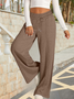 Women's  Elastic Waist H-Line Wide Leg Pants Daily Going Out Pants Deep Gray Casual Split Joint Plain Spring/Fall Pants