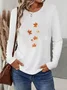 Women's Long Sleeve T-shirt Spring/Fall Yellow Maple Leaf Printing Jersey Crew Neck Daily Going Out Casual Top