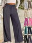 Women's  Elastic Waist H-Line Wide Leg Pants Daily Going Out Pants Deep Gray Casual Split Joint Plain Spring/Fall Pants