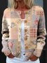 Vintage Love Art Print Buttoned Cardigan Sweater