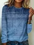Women's Long Sleeve T-shirt Spring/Fall Blue Abstract Printing Jersey Crew Neck Daily Going Out Casual Top