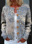 Women's Ethnic Paisley Art Pattern Print Buttoned Cardigan Sweater