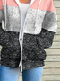 Women's Colorblock Printed Casual Long Sleeve Zipper Hooded Sweatshirt Jacket