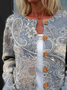 Women's Ethnic Paisley Art Pattern Print Buttoned Cardigan Sweater