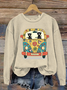 Peace Cat Bus Print Casual Sweatshirt