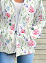 Women's Floral Print Casual Long Sleeve Zipper Hooded Sweatshirt Jacket