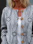 Vintage Crew Neck Geometric Loose Cardigan