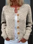 Knitted Crew Neck Loose Peasant Cardigan