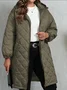 Elegant Quilted Hooded Jacket for Women Zippered Long Sleeves Quilted iacket