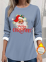 Women's Thickened Pullover Christmas Pattern Casual Comfort Long Sleeve Crew Neck Regular Fit Top