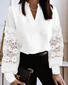 Women's Long Sleeve Shirt Spring/Fall White Plain Split Joint V Neck Balloon Sleeve Daily Going Out Casual Top