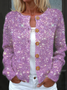 Women's Party Glitter Pattern Art Print Button Cardigan