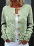 Women's Floral Texture Art Print Buttoned Cardigan Sweater