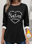 Women's Thickened Pullover Lettering Pattern Casual Comfort Long Sleeve Round Neck Regular Top
