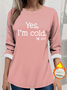 Women's Thickened Pullover Lettering Pattern Casual Comfort Long Sleeve Round Neck Regular Top