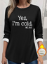 Women's Thickened Pullover Lettering Pattern Casual Comfort Long Sleeve Round Neck Regular Top