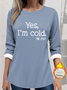 Women's Thickened Pullover Lettering Pattern Casual Comfort Long Sleeve Round Neck Regular Top