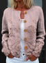Women's Floral Texture Art Print Buttoned Cardigan Sweater