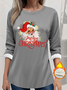 Women's Thickened Pullover Christmas Pattern Casual Comfort Long Sleeve Crew Neck Regular Fit Top