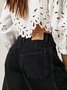 Buckle Cotton Loose Casual Women's Loose Wide Leg Pants Mid-low Rise Washed Scimitar Pants Jeans