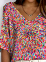 Women's Ribbed T-Shirt Casual Comfort 3/4 Sleeves Regular Top