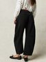Buckle Cotton Loose Casual Women's Loose Wide Leg Pants Mid-low Rise Washed Scimitar Pants Jeans