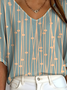 Women's Ribbed T-Shirt Casual Comfort 3/4 Sleeves Regular Top