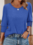Women's Long Sleeve T-shirt Spring/Fall Blue Geometric Printing Cotton V Neck Daily Going Out Vintage Top
