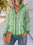 Women's Floral Hooded Jacket Casual Comfort Regular Sweatshirt