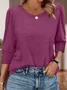 Women's Long Sleeve T-shirt Spring/Fall Blue Geometric Printing Cotton V Neck Daily Going Out Vintage Top