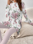 Women's Printing Floral Daily Going Out Two-Piece Set Pink Casual Spring/Fall Top With Pants Matching Set