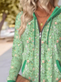 Women's Floral Hooded Jacket Casual Comfort Regular Sweatshirt