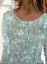 Women's Long Sleeve T-shirt Spring/Fall As Picture Abstract Printing Jersey Crew Neck Daily Going Out Casual Top