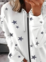 Women's Star Pattern Hooded Jacket Casual Comfort Regular Sweatshirt