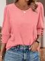 Women's Long Sleeve T-shirt Spring/Fall Blue Geometric Printing Cotton V Neck Daily Going Out Vintage Top