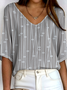 Women's Ribbed T-Shirt Casual Comfort 3/4 Sleeves Regular Top