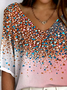 Women's Ribbed T-Shirt Casual Comfort 3/4 Sleeves Regular Top